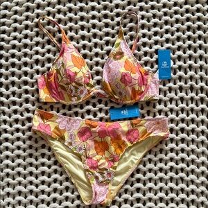 Cupshe Floral Bikini Set with Pink and Yellow Hues